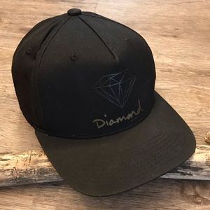 Diamond Supply Snapback Hat Black and Green